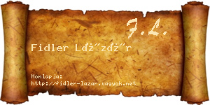 Fidler Lázár névjegykártya